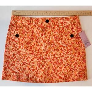 NWT Women's Preppy Orange Micro Floral Mini Skirt size 6 Coastal Cowgirl